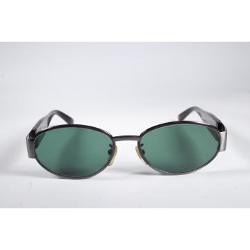 Versace Eyewear X11 Unisex Black Full Rim Metal Oval Designer Sunglasses